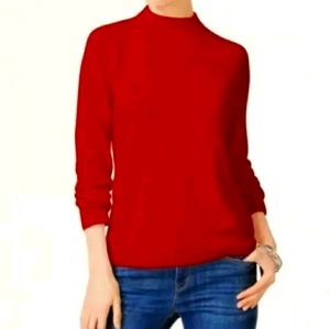 Karen Scott Zip-Back Mock-Neck Sweater L